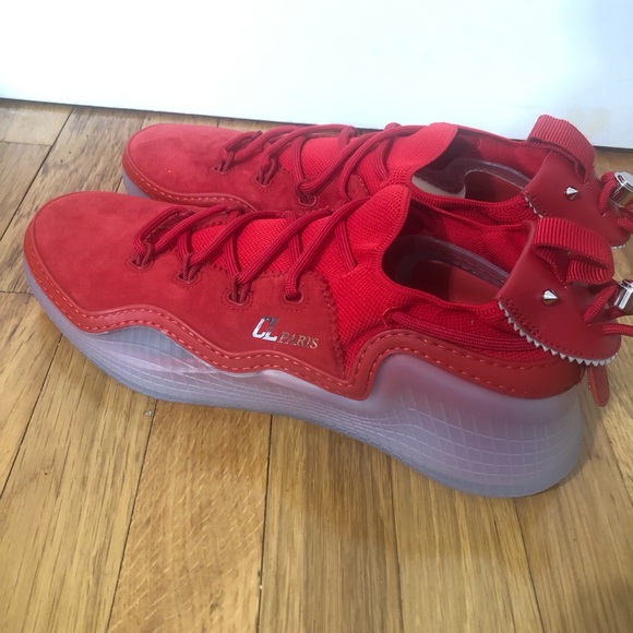 NWOB Christian Louboutin Arpoador Donna clear sole red suede sneakers Men's 10 - Picture 6 of 8
